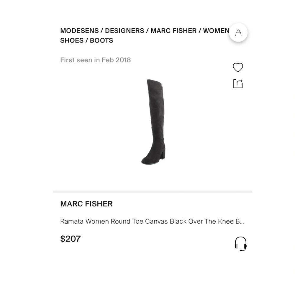Marc Fisher Ramata Black Over The Knee Boots Stretch Faux Suede Block Heel 8